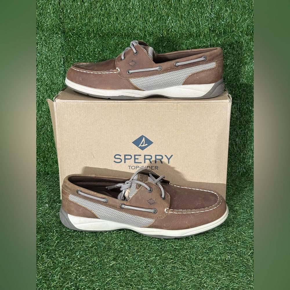 SPERRY TOP SIDER INTREPID TAFFY 2 EYES LEATHER, SIZE 11 WOMENS, COLOR OAT BROWN